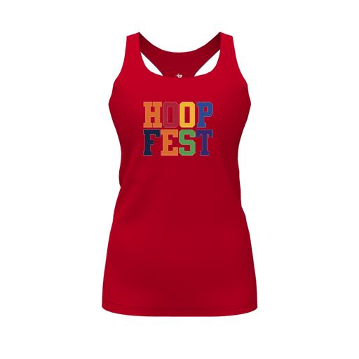 [CUS-DFW-RCBK-PER-RED-FYS-LOGO1] Racerback Tank Top (Female Youth S, Red, Logo 1)