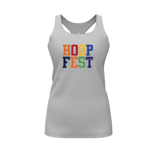 [CUS-DFW-RCBK-PER-GRY-FYS-LOGO1] Racerback Tank Top (Female Youth S, Gray, Logo 1)