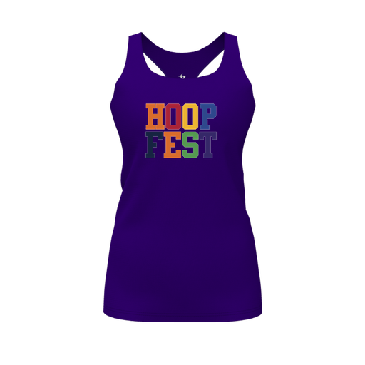 [FT0TRBPP-FYS-LOGO1] Decker Racerback Tank Top (Female Youth S, Purple, Logo 1)