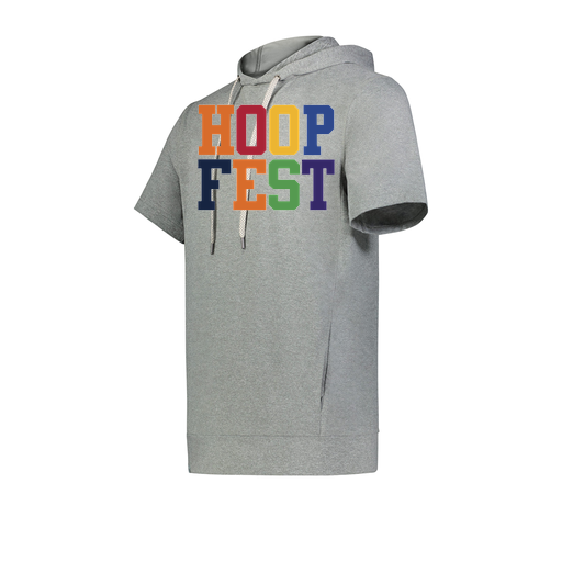 [222605-SIL-YS-LOGO1] YOUTH VENTURA SOFT KNIT SHORT SLEEVE HOODIE (Youth S, Silver, Logo 1)