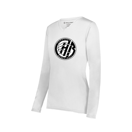 [222824.005.S-LOGO2] Ladies LS Smooth Sport Shirt (Female Adult S, White, Logo 2)